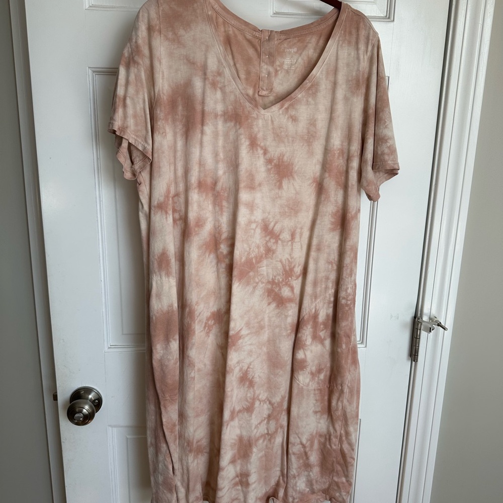 J. Jill Tie-Dye Midi Dress in Pink and Cream